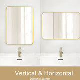 Badkamerspiegel - Goud - 71 x 50 cm - Wandspiegel - Rechthoekige Spiegel met Frame van Aluminiumlegering - Spiegel voor Slaapkamer, Woonkamer en Badkamer