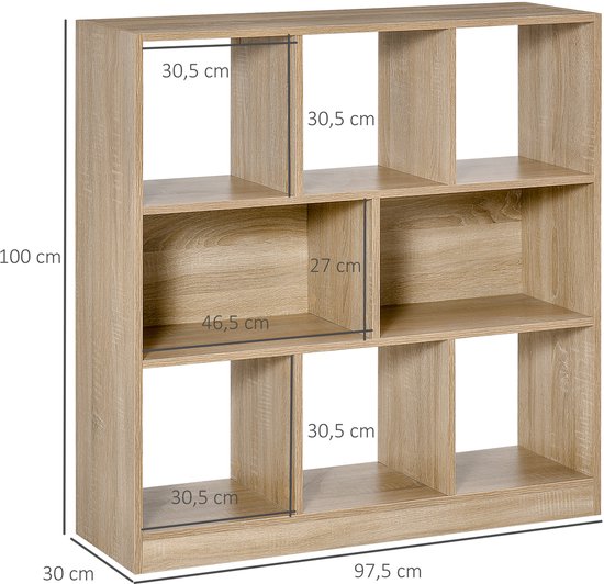 4goodz Boekenkast 8 Vakken 30x 97,5x100 cm - Eikenlook