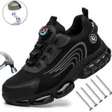 Veiligheidsschoenen Heren - Maat 46 - Stalen Neus & Anti-Perforatie Zool - Lichtgewicht & Ademend - Anti-Slip Werkschoenen met Draaisluiting - Zwart