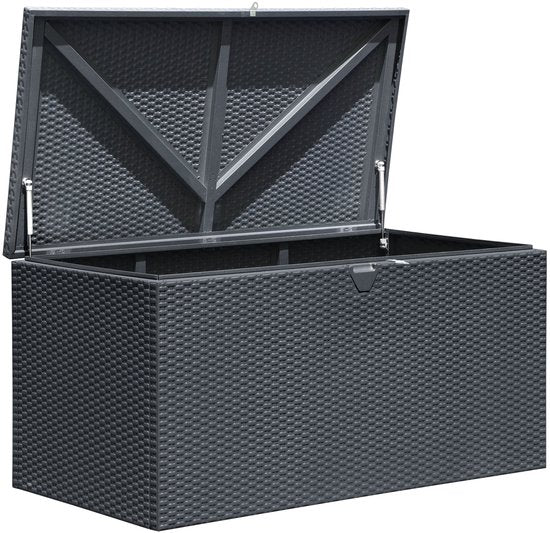 Lifetime® Kunststof Kussenbox staal 509 Ltr - 132x70x67cm - Antraciet