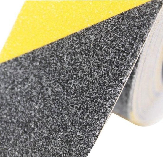 24ME® - Geel-Zwarte Antislip Waarschuwingstape – 5cm x 10 Meter – Veiligheidstape voor Trappen, Bedrijven of Thuis