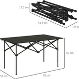 Opvouwbare Campingtafel met Oprolbaar Tafelblad van Aluminium - 95 x 55 cm - Zwart