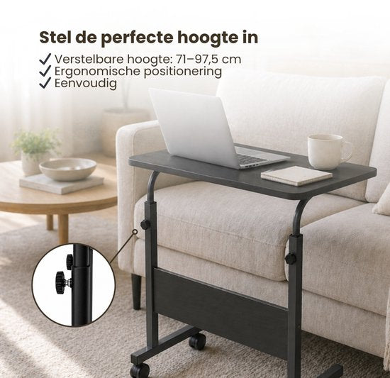Laptoptafel op Wielen - In Hoogte Verstelbaar