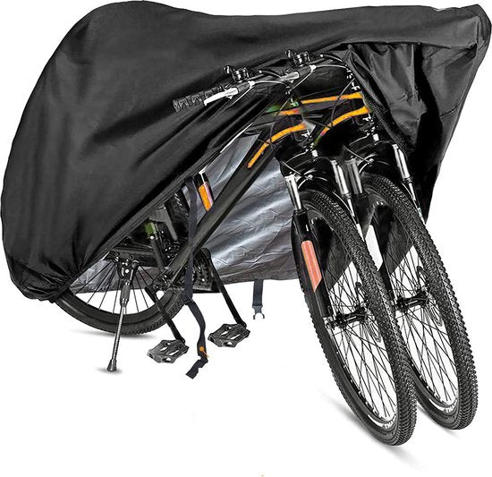 Fietshoes voor 2 Fietsen Waterafstotend - Zwart - Universeel - Fietsbeschermhoes met Elastiek en Aantrekkoort