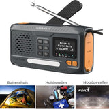 NovaWare® Noodradio Solar Opwindbaar - Powerbank Zonneenergie met 4500mAh - DAB+-FM - Noodpakket - Bluetooth speaker - Draagbare Radio – Oplaadbaar & Op Batterijen - Grijs