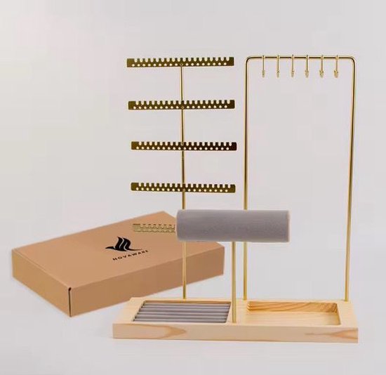 NovaWare - Juwelenhouder - Organizer - Sieradenhouder - Sieradenrekje - Oorbellenrekje - Goud