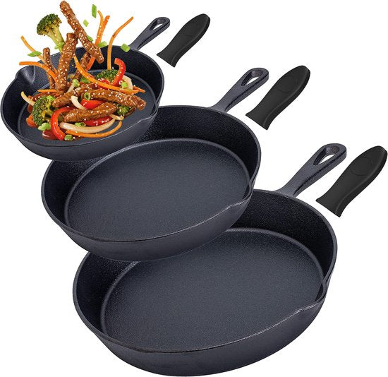 Gietijzeren Pannenset - Skillet Set - Pannenset - Gietijzeren voor Oven en - en