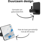 AKSA Home® Handdoekhaakjes Zelfklevend Vierkant 4 stuks - Handdoekhouder Zwart - Wandhaak - Haken - Ophanghaken