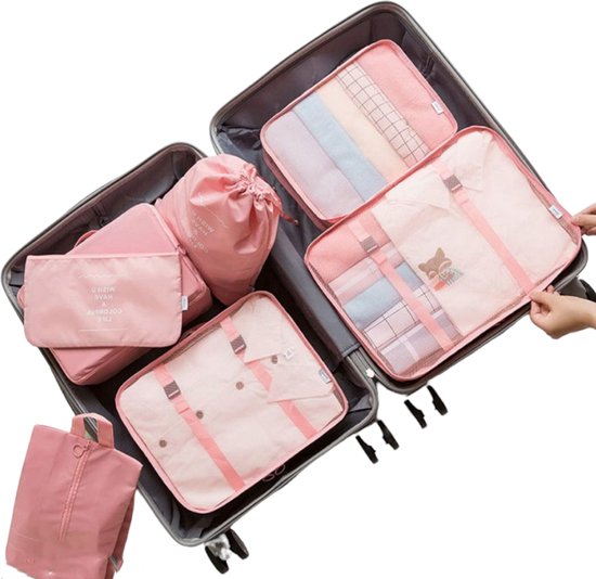 Packing Cubes - Roze - 9-delige set - Packing Cubes Compression - Optimale Koffer Indeling