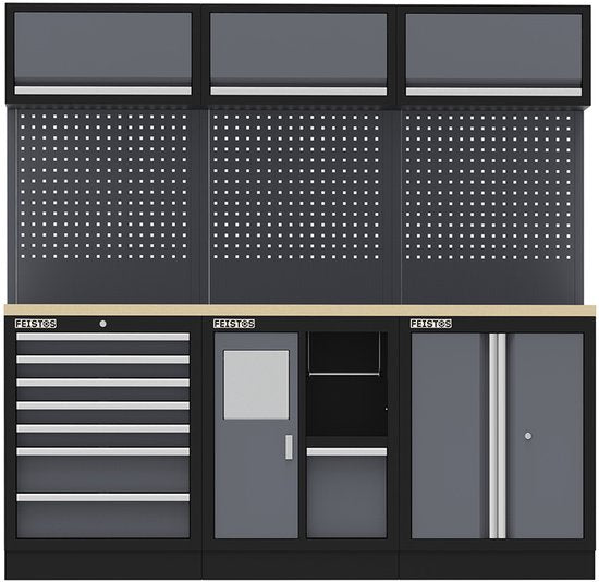 Feistos Gereedschapskast Apollo 11 - 46x204x200cm - Grijs/zwart