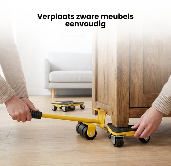 Meubellifter - 5-delige Set - Geel - Eenvoudig Verplaatsen van Meubels - Meubellift - Meubelverplaatser