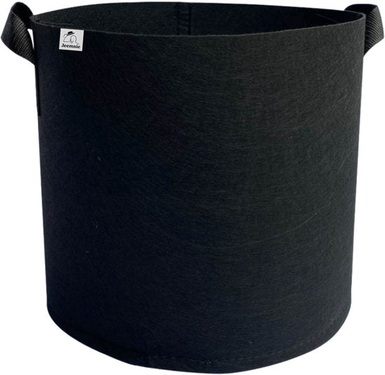 Kweekzak 40 cm – Stoffen Kweekpot met Handgrepen – Ademend & Herbruikbaar – Groeizak voor Groenten, Fruit en Kruiden – Zwarte Plantenbak Buiten & Binnen – 32L