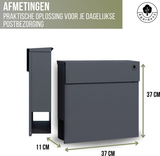 4gardenz® - Brievenbus Staal - Veilig Slot
