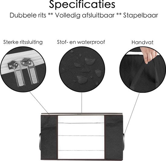 Hoogwaardige Opbergtas voor kleding - Zwart – Organizer voor Dekbed – Opbergzak – Opberger voor Seizoenskleding – Zak om ruimte te besparen – Opslag voor dekbed en kleding – Bescherming voor Kleding – Oplossing voor Winterjassen - Dekbed Opberghoes