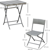 Bistroset Rattan - Balkonmeubel Set 3-Delig - Grijs