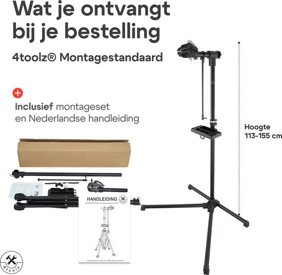 4toolz® Stevige Fiets Reparatiestandaard - 30kg max - Zwart