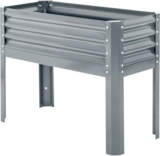 Verhoogde Plantenbak Weerbestendig 100 cm x 45 cm x 80 cm - zilver