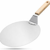 Pizzaschep - Pizzaschep RVS Rond voor BBQ of Oven - Houten Handvat 30cm Pizzaschep - Pizzaspatel - Taartschep -Spatel - Cadeau voor Pizzaliefhebber -