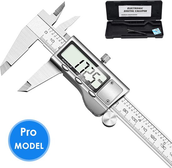 Digitale Schuifmaat - 150 mm Precisie Meting met LCD Display - Inclusief Opbergtas & Batterijen