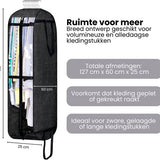 Kledinghoes met Hanger – Opvouwbare Kleding Organizer – Kleding Opbergzak met Rits & Venster – Kleding Transporthoes – Geschikt voor Verhuizen & Reizen – 127 x 60 x 25 cm – Zwart