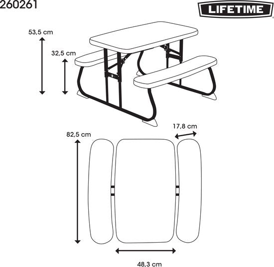 Lifetime® Kindertafel Opvouwbaar - Picknickset voor binnen en buiten - Groen