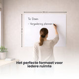 FLOKOO Whiteboard Sticker XL Zelfklevend (200 x 45 cm) met 4 Stiften met Wisser - Whiteboard Folie - Beschrijfbare Muursticker - Whiteboardsticker - Whiteboardfolie - Schoolbord Folie - Memobord Folie