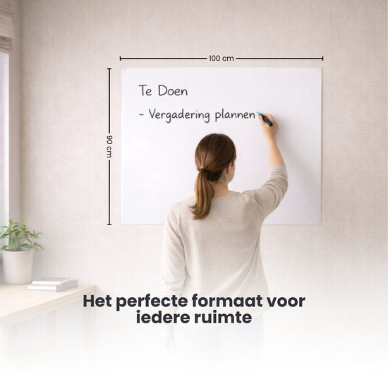 FLOKOO Whiteboard Sticker XL Zelfklevend (200 x 45 cm) met 4 Stiften met Wisser - Whiteboard Folie - Beschrijfbare Muursticker - Whiteboardsticker - Whiteboardfolie - Schoolbord Folie - Memobord Folie