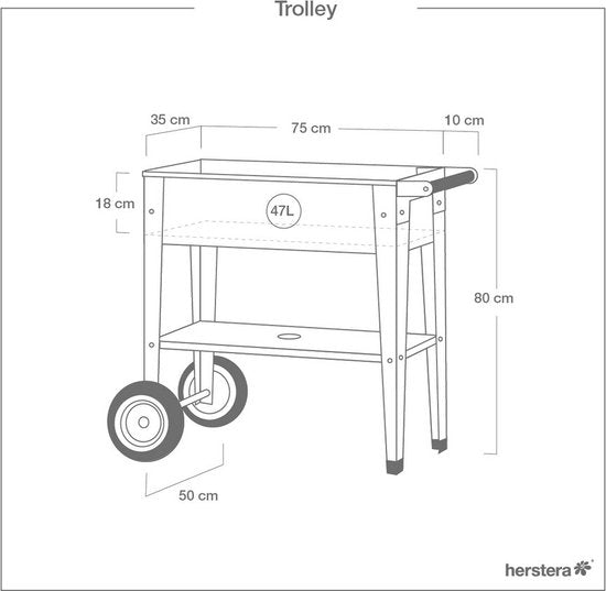 Herstera Garden® Barcelona Plantenbak Verrijdbaar - 85x50x80cm - Muntgroen
