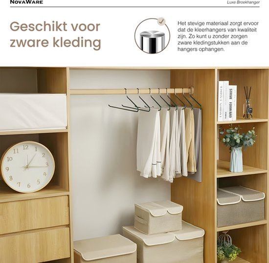 Luxe Broekhanger – 20 stuks – Metalen Kledinghangers – Kledingkast Organizer – Kleerhangers – Ruimtebesparende Broekhangers – Anti-slip - Zwart