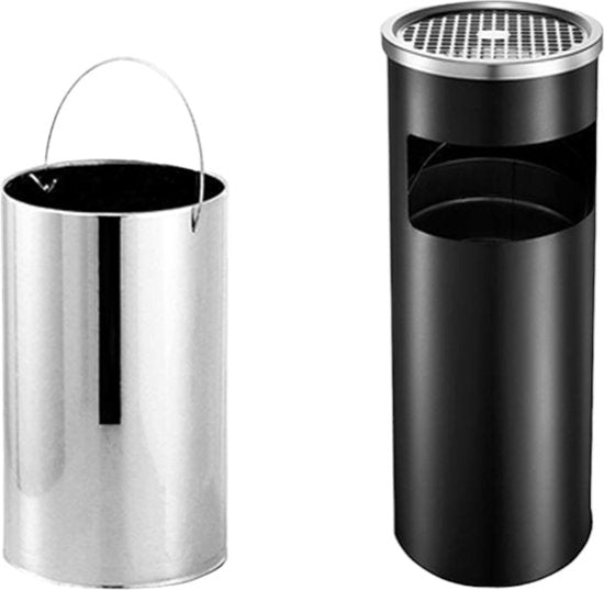 Staande Asbak met RVS Afvalbak - Asbak Voor Buiten - Vloerasbak - Buitenasbak Groot - Rookpaal - Asbakken - 25x25x60