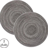 Placemat - 2 stuks - Placemat Rond - 38 cm - Placemats Rond Gevlochten - Tafelonderzetter - Tafel onderleggers - Onderleggers placemat