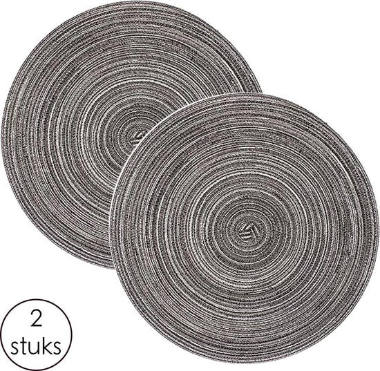 Placemat - 2 stuks - Placemat Rond - 38 cm - Placemats Rond Gevlochten - Tafelonderzetter - Tafel onderleggers - Onderleggers placemat