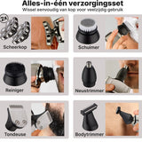 Carewat Glad Pro met extra scheerkop – 7-in-1 elektrisch scheerapparaat voor mannen – hoofd & baard scheren – nat & droog gebruik – waterdicht, draadloos en met LED display