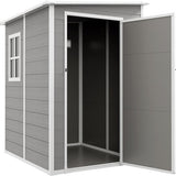 4goodz Aluminium Aanbouw Tuinschuur - 122x149x192/177 cm - Grijs/Wit
