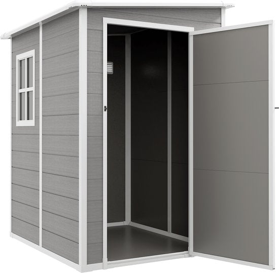 4goodz Aluminium Aanbouw Tuinschuur - 122x149x192/177 cm - Grijs/Wit