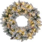Kerstkrans met LED-verlichting, rode bessen 60 cm doorsnede