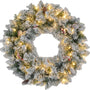 Kerstkrans met LED-verlichting, rode bessen 60 cm doorsnede
