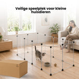 Kattenren voor Binnen - 204 x 102 x 71 cm - Konijnenren - Puppyren - Knaagdierenren - Ren voor Kitten en Puppy - Verstelbaar - Op Maat te Maken