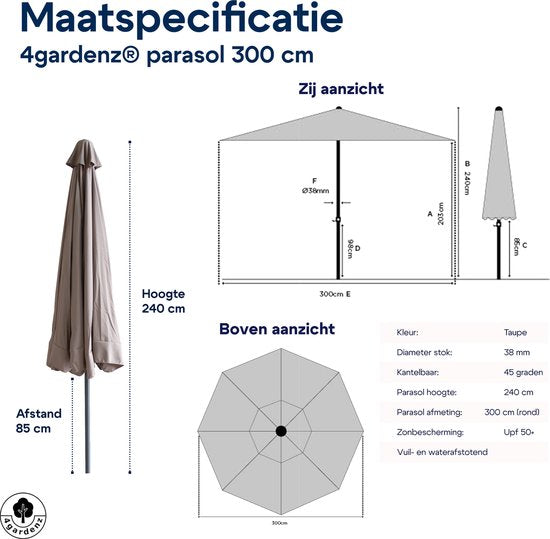 4gardenz® Parasol Kantelbaar