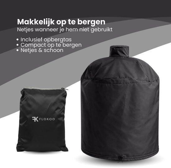 BBQ Hoes Waterafstotend en Rond - Zwart - 15 tot 21 inch - Ø74x98cm - Universeel - Geschikt voor Kamado, Big Green Egg en Grill Guru