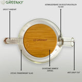 GREENKY® Glazen theepot met filter en bamboe deksel- Theekan - Duurzaam - Filter - Theehouder - Theeglas - Fruitkan - Schenkkan - Teapot - 1,6Liter - 1600ml