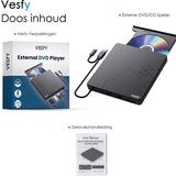 Vesfy Externe DVD-CD Speler en Brander - Compatibel met Windows, Mac en Linux - USB 3.0 Hoge Snelheid