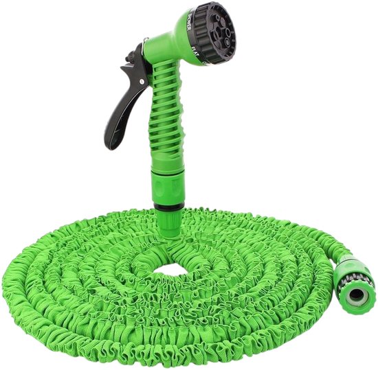Tuinslang - 30 Meter Uitrekbare Tuinslang met Multisproeikop – Lichtgewicht, Compact & Duurzaam