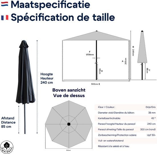 4gardenz® Parasol Kantelbaar