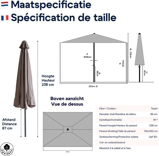 4gardenz® Parasol Kantelbaar