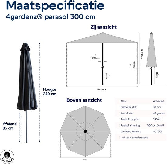 4gardenz® Parasol Kantelbaar