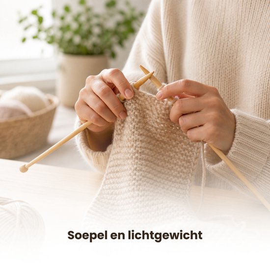 Breinaalden Set Bamboe 36 Stuks - 18 Verschillende Maten - 35 cm Lang - 2 tot 10 mm Dikte - Ergonomische Breinaald - Kwalitatief Hoogwaardig Bamboe