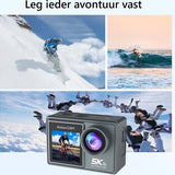 NovaWare Action Camera 5K - Vlog Camera - Onderwater Camera - Waterdicht tot 30M - Actie Camera - 24MP - Ultra 4K met 60 FPS - Beeldstabilisatie EIS - IMX sensor