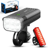 Vesfy Fietslampjes Set - Voorlicht & Achterlicht - USB Oplaadbaar - 1000 Lumen - Waterdicht IPX5 - Fietsverlichting voor Stadsfiets, MTB & Racefiets