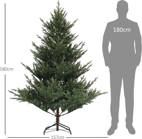 Kunstkerstboom van Noorse spar met metalen voet - 1046 takpunten - 180 cm - Ø157 cm Breed